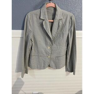 Tommy Hilfiger Gray Striped Double Button Collared Blazer Women's Size 12